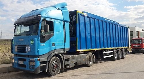 Semirremolque de suelo móvil - EMS Machinery - de desechos / de 4 ejes
