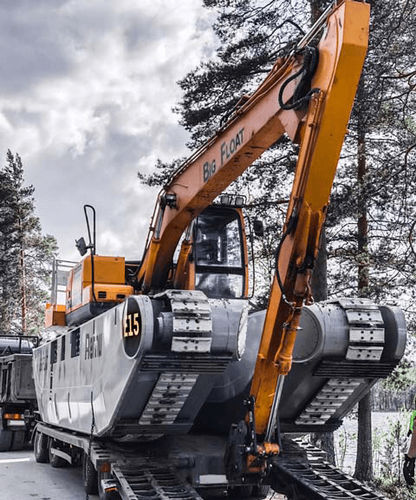 Chasis para maquinaria de construcción en riel - BIG FLOAT E15 - REMU Oy - para vehículo pesado
