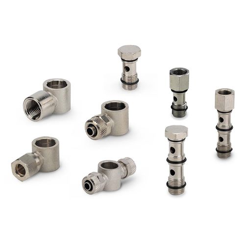 Racor neumático - MW-240 series - Tubes International - banjo / codo de 90º / de latón niquelado