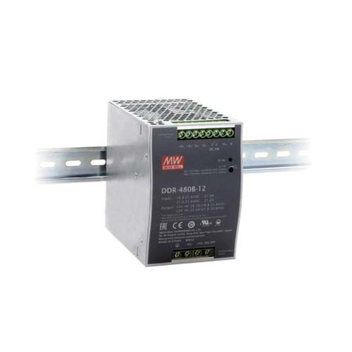 Convertidor DC/DC variación de intensidades de entrada 2:1 - DDR-480 series - Mean Well - en riel DIN / industrial / para aplicaciones ferroviarias