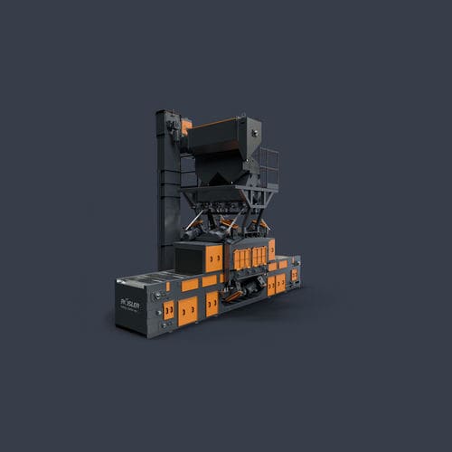 Granalladora de turbina - RDGE - RÖSLER OBERFLÄCHENTECHNIK - con transportador de cinta de rejillas / para metal / automática