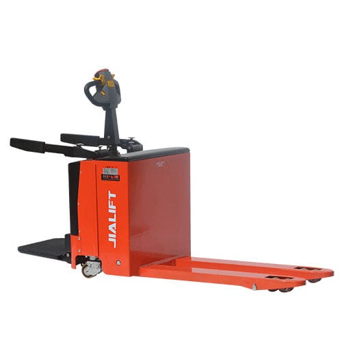 Transpaleta hidráulica - Sl20 - Zhejiang Jialift Warehouse Equipment Co., Ltd - con plataforma para el operador / 24 V / compacta