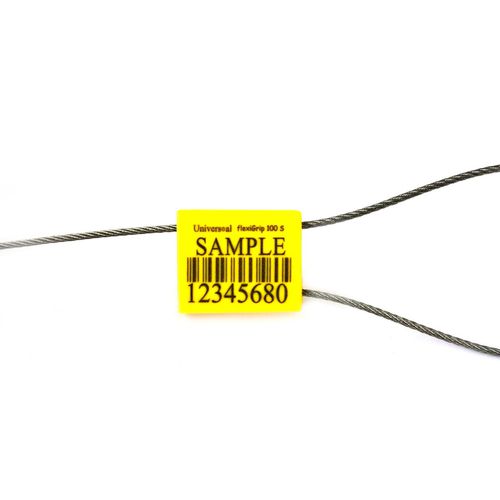 Precinto con cable de seguridad de acero galvanizado - UVFL100S-250-Y - Universeal (UK) Ltd - de plástico / para contenedores / para bolsas
