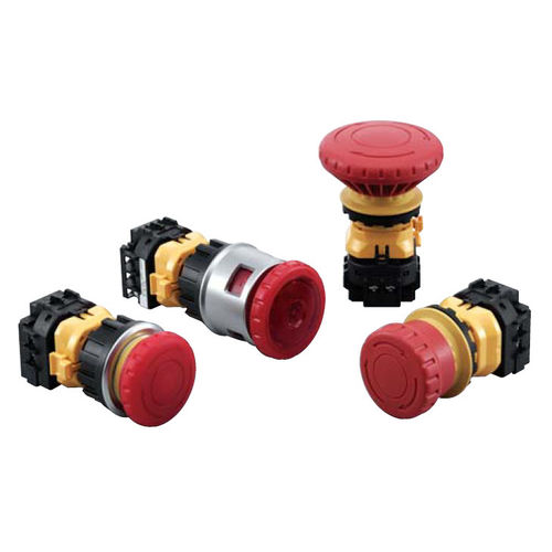 Botón pulsador de seta - XN series - IDEC USA - de parada de emergencia / de aluminio / al ras