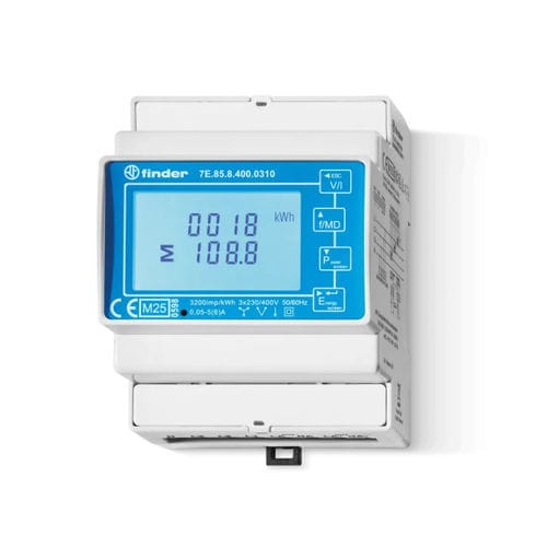 Contador de energía eléctrica trifásico - 7E85 series - FINDER S.p.A. con unico socio - en riel DIN / RS-485 / programable