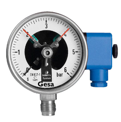 Manómetro con contacto eléctrico - M0306C series - GESA TERMOMETROS - relativo / de esfera seca / con brida