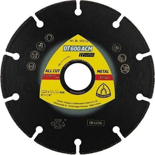 Disco tronzador para piedra - DT 600 ACM Supra - KLINGSPOR - para hormigón / para cerámica / para cemento