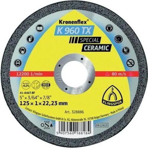 Disco tronzador para acero - K 960 TX - KLINGSPOR - para acero inoxidable / para amoladora angular / para máquinas portátiles