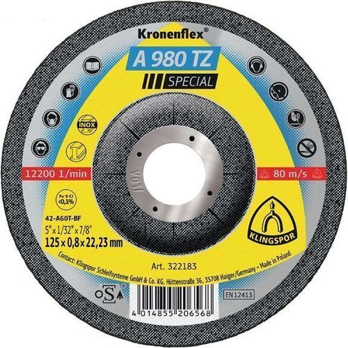 Disco tronzador de metales no ferrosos - A 980 TZ Special - KLINGSPOR - para acero / para acero inoxidable
