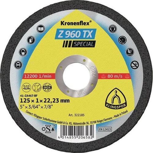 Disco tronzador de metal - Z 960 TX - KLINGSPOR - para acero / para acero inoxidable / fino