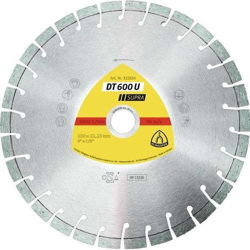 Disco tronzador para piedra - DT 600 U Supra - KLINGSPOR - para hormigón / para cerámica / para baldosas