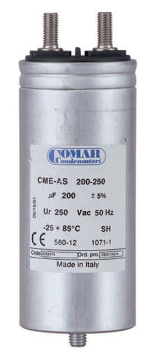Condensador eléctrico de película - CME-AS series - COMAR CONDENSATORI - cilíndrico / de potencia / para la electrónica