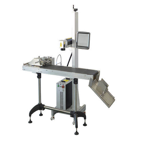 Máquina de marcado láser de fibra - SW-FLM-F  series - Shenzhen Superwave Laser Technology Co.,Ltd - continua / refrigerada por aire / con transportador