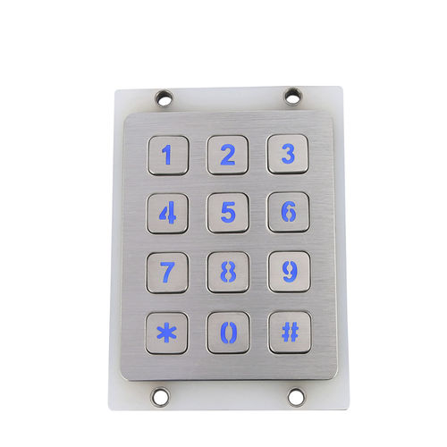 Teclado numérico de acero inoxidable pulido - CT-KPS01-12-RM-BL - NingBo ChenTe electronics Technologies Co.,Ltd - 12 teclas / de pared / piezoeléctrico