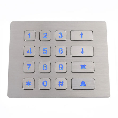 Teclado numérico con retroiluminación - CT-KPS13-16-TM-BL - NingBo ChenTe electronics Technologies Co.,Ltd - 16 teclas / empotrable / de acero inoxidable