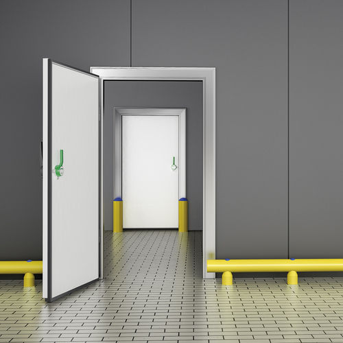 Puerta con bisagra - S220GD series - PANELCHOK - de acero inoxidable / de polietileno / para cámara frigorífica