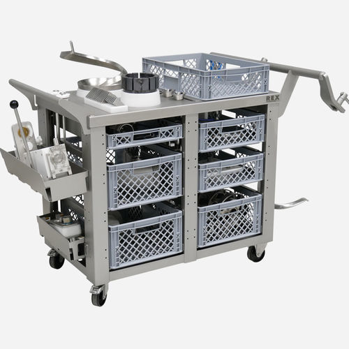 Carro de limpieza - REX-Technologie GmbH & Co. KG - de acero inoxidable / para accesorios / con ruedas giratorias