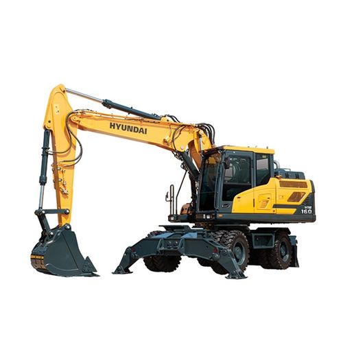 Miniexcavadora - HW160 - HYUNDAI HEAVY INDUSTRIES - de ruedas / diésel / para obra de construcción