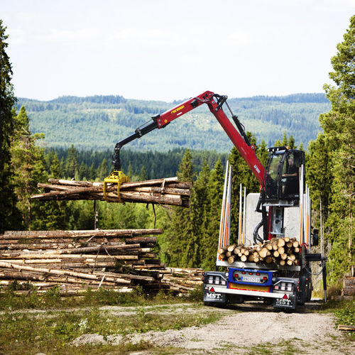 Cargadora forestal de pluma articulada - 1188S series - Hiab - montada en camión