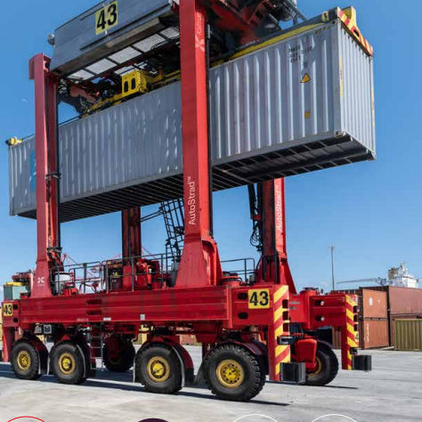 Carretilla elevadora de tipo straddle (horcaja) para contenedores - Kalmar - eléctrica / con neumáticos