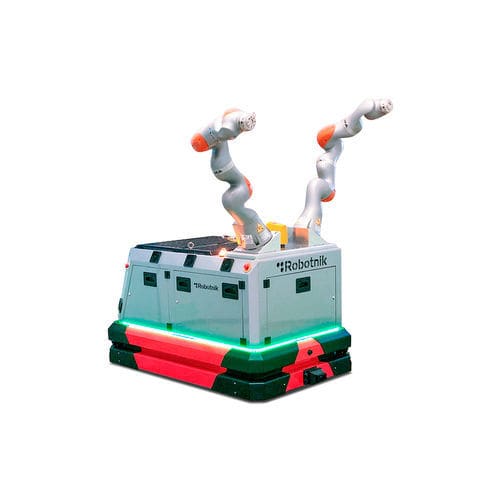 Robot móvil autónomo (AMR) de manipulación - RB-ROBOUT+ DUAL - Robotnik - para almacén / para ensamblaje / eléctrico