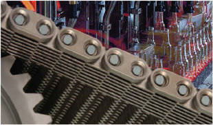 Cadena para transporte de acero - Allguard FX™, Lifeguard® - Ramsey Products - de eslabones / para la industria del vidrio / con soportes de plástico a presión