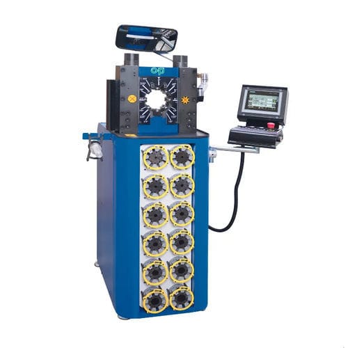 Engastadora de tubos flexibles - TUBOMATIC V59 ES - OP Srl - semiautomática / hidráulica / controlada por PLC