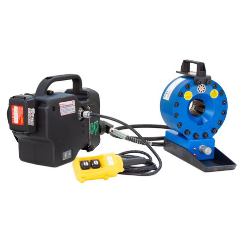 Engastadora de tubos flexibles - TUBOMATIC H47 E-PUMP - OP Srl - para tubos flexibles hidráulicos / manual / portátil