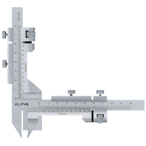 Pie de rey Vernier - AB140 series - Alpa Metrology - de acero inoxidable / con ajuste de precisión / para la medición de ruedas dentadas