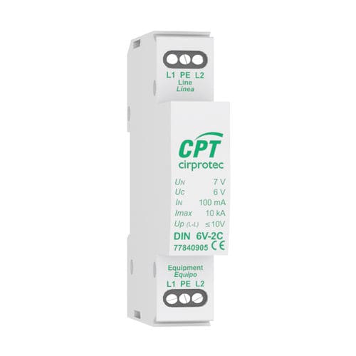 Protector de sobretensión para aplicaciones de telecomunicaciones - DIN 12V-2C - Cirprotec - para instalación fotovoltaica / monobloque / 1 par