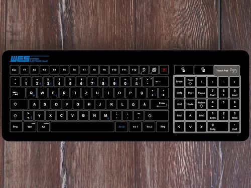 Teclado empotrable - GLAS-TASTATUR-BL-TPU-NP - WES Systeme Electronic GmbH - capacitivo / con alfombrilla táctil / para aplicaciones industriales