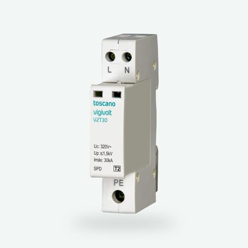 Protector de sobretensión de tipo 2 - Vigivolt V2T-30 - Toscano Linea Electronica - contra corrientes transitorias / con varistor / en riel DIN