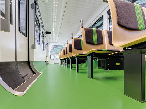 Revestimiento de suelo para tren de PVC - noraplan® sentica - Nora - de caucho / EN 45545 / NFPA 130