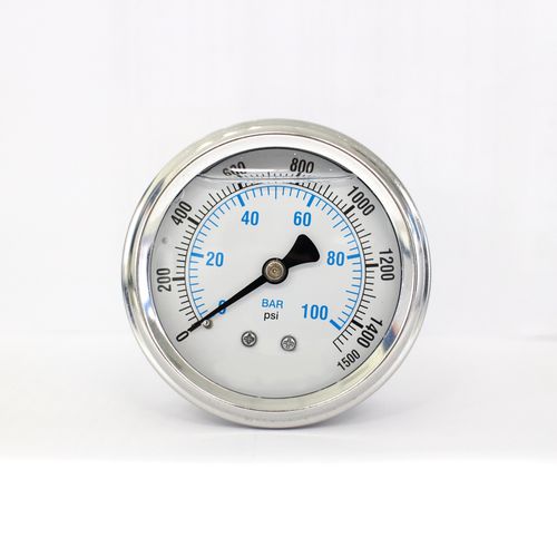 Manómetro analógico - PG-63-1500PSI-ASS - Seasons Gauge Co., Ltd - para montaje en panel / de acero inoxidable / de tubo Bourdon de líquido