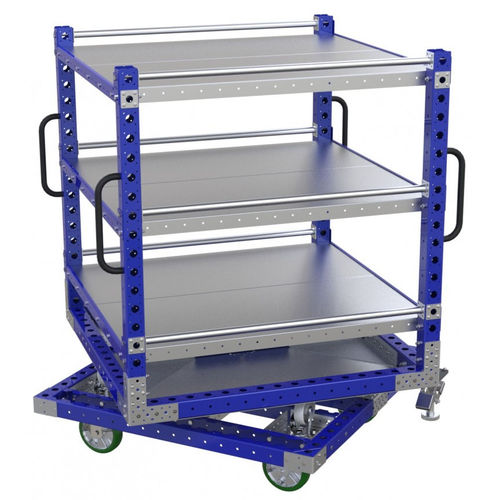 Carro de manipulación - Q-100-0360  - FlexQube - de metal / con estantes / porta-cubetas