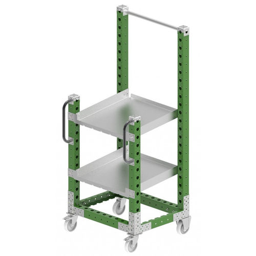 Carretilla de limpieza - Q-100-0428  - FlexQube - de metal / con estantes / portaherramientas