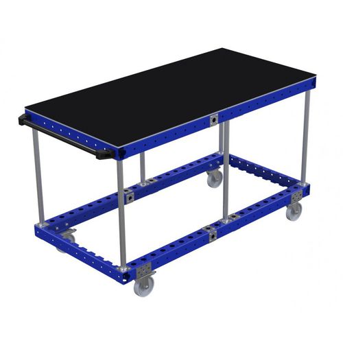 Carro de montaje - Q-100-0511  - FlexQube - de metal / con estantes / con ruedas giratorias