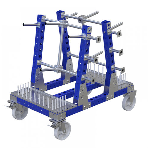 Carro de manipulación - Q-100-0836  - FlexQube - de metal / con plataforma con rejilla / de pórtico