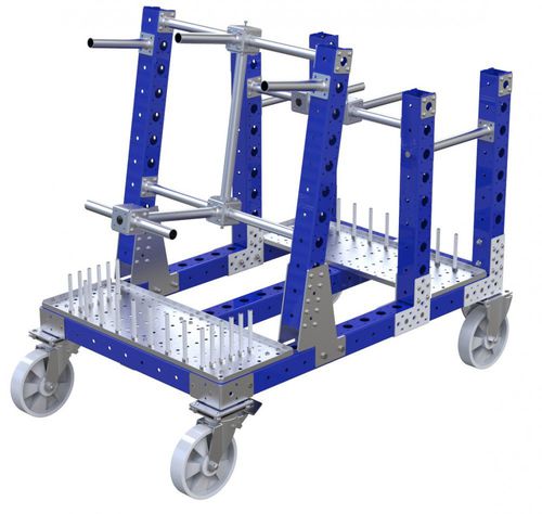 Carro de manipulación - Q-100-0800  - FlexQube - de metal / con plataforma con rejilla / de pórtico