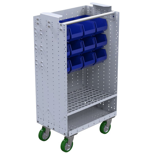 Carro de manipulación - Q-100-0835  - FlexQube - de metal / con estantes / porta-cubetas