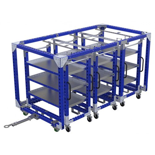 Carro de manipulación - Q-100-0381  - FlexQube - de metal / con estantes / de seis ruedas