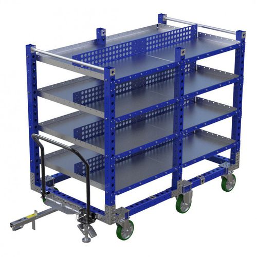 Carro de manipulación - Q-100-0498  - FlexQube - de metal / con estantes / de seis ruedas