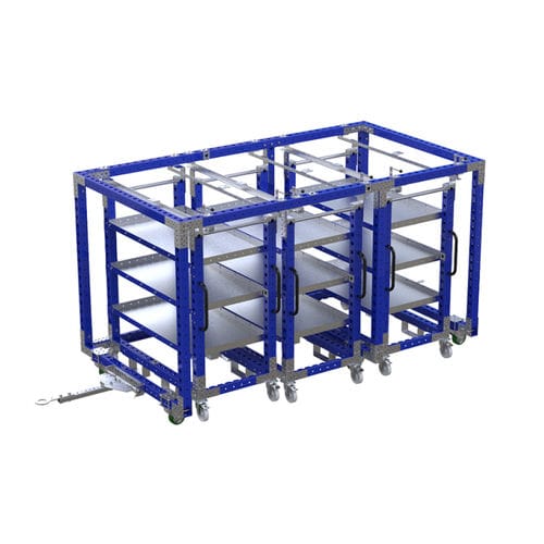 Carro de montaje - Q-100-0380  - FlexQube - de metal / con estantes / porta-cubetas