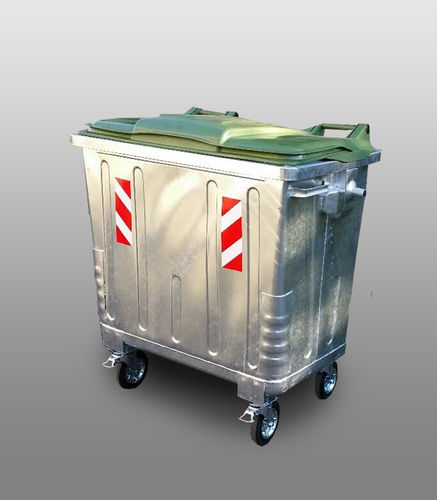 Contenedor de residuos de acero galvanizado - Green City International doo - para residuos urbanos / con tapa / 4 ruedas