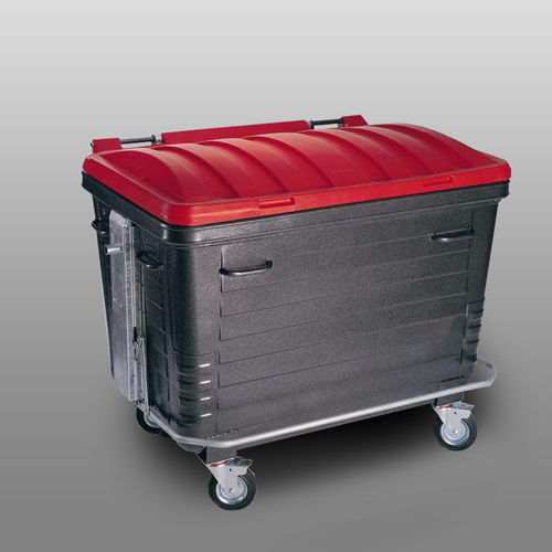 Contenedor de residuos de acero galvanizado - Green City International doo - para residuos urbanos / con tapa / 4 ruedas