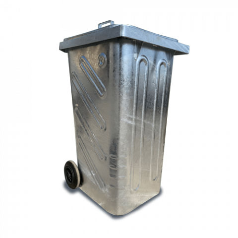 Contenedor de residuos de acero galvanizado - Green City International doo - para residuos domésticos / con tapa / con 2 ruedas