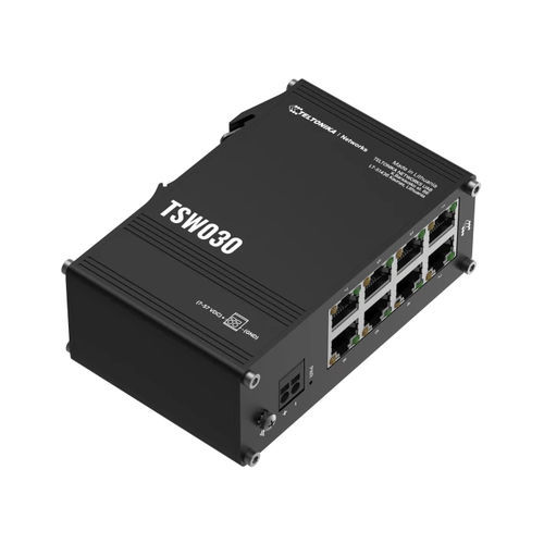 Conmutador Ethernet no administrable - TSW030 - TELTONIKA SAS - 8 puertos / en riel DIN / integrado