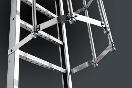 Escalera fija recta - Velo Acciai Srl. - de tipo jaula / de acero inoxidable