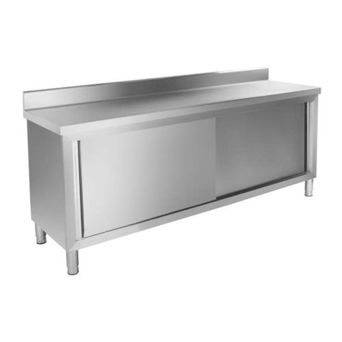 Banco de trabajo de acero inoxidable - Due Ci Inox Snc - con puerta