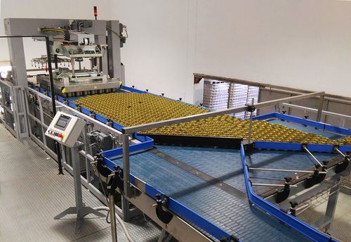 Despaletizador con cabezal magnético - FL-018 - F.B.L. Food Machinery S.r.l. - por capas / para la industria alimentaria y de la bebida / de latas de conservas